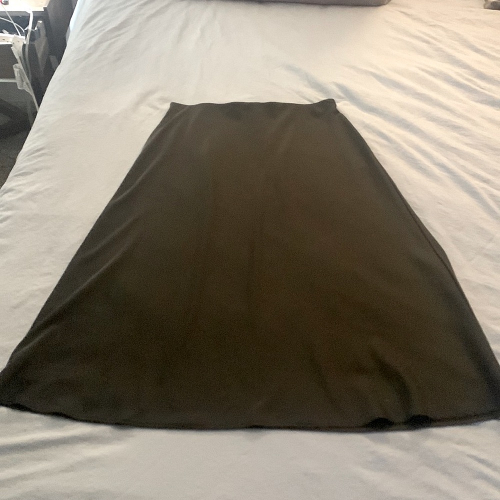 Express Faux Satin Midi Skirt, Size Small-Petite, Black